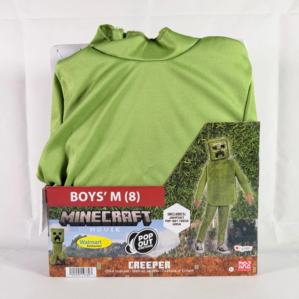 Minecraft Creeper Movie Costume Boys Size M 8 Jumpsuit Mask Disguise Walmart